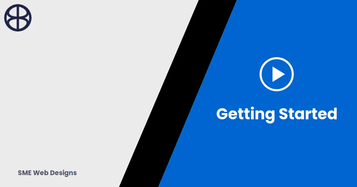 SME Web Designs default banner for the Getting Started blog category, showing a play icon